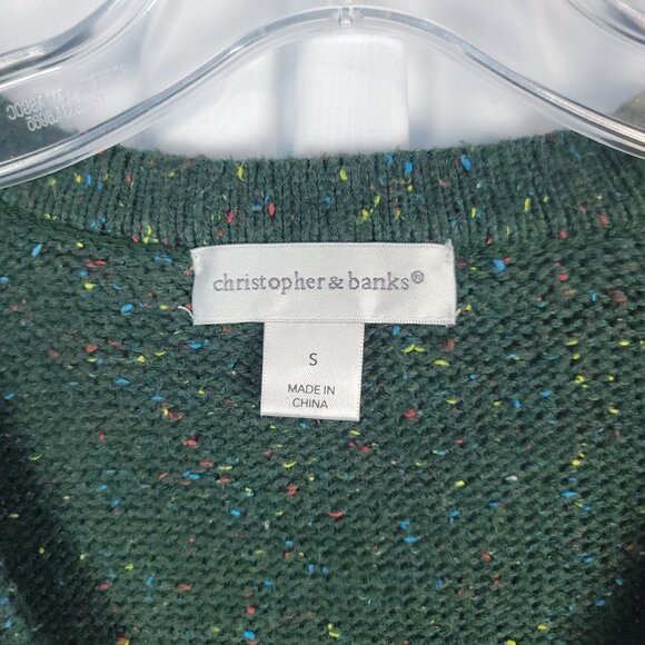 Christopher & Banks Cardigan Sweater Women's Size Small Green with Flecks - Picture 9 of 14